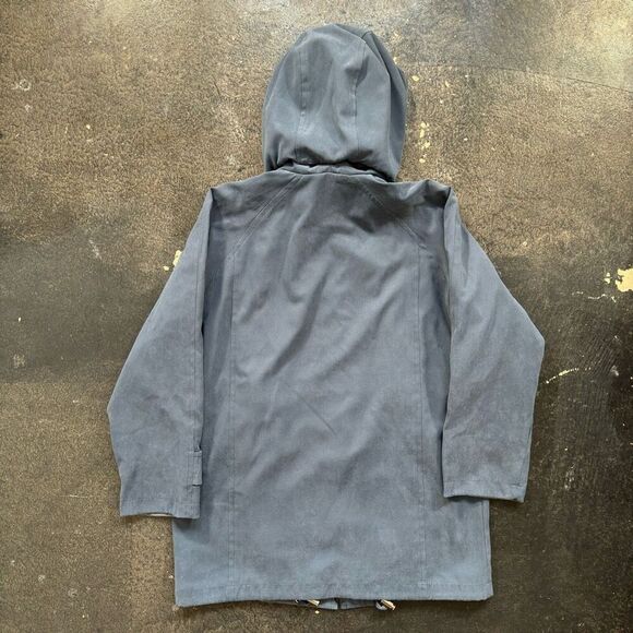 London Fog Blue Zip Up Jacket Essential Women’s Size M Petite Hooded Adjustable - Picture 7 of 12